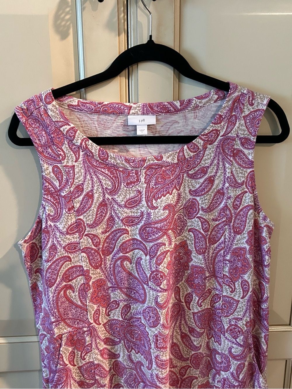 J. Jill Pink Paisley Cotton-Blend Sleeveless Dress - Size Small - Picture 3 of 5